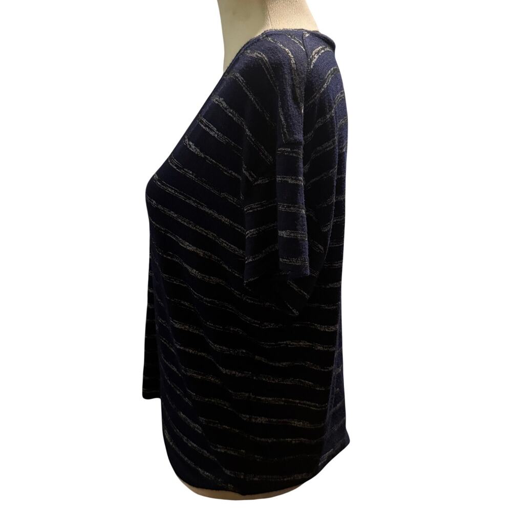 Rag & Bone The Knit Stripe V-Neck Tee, Navy Black, Women's Size Medium - Picture 5 of 9